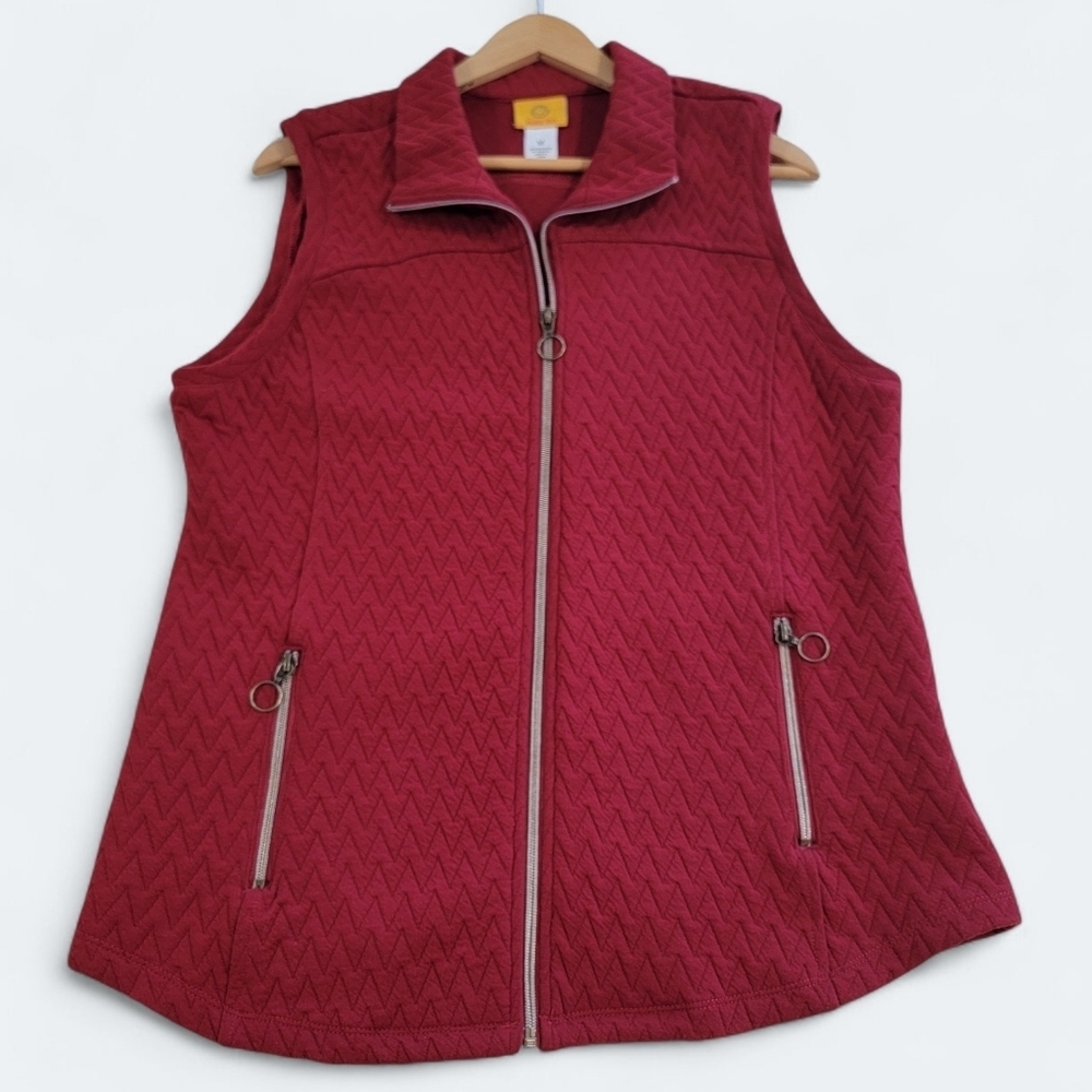 Ruby Rd. Women's Red Quilted Vest Size Medium Zipper Front